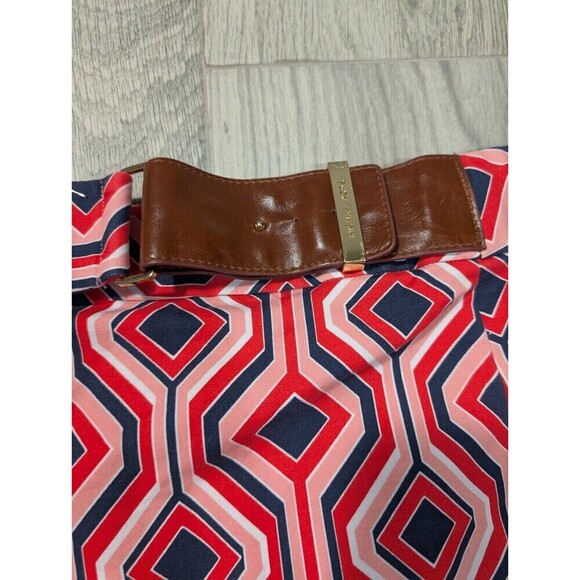 Michael Kors Geometric Print Skirt Pink Navy Blue‎ Size 10 - Picture 3 of 9